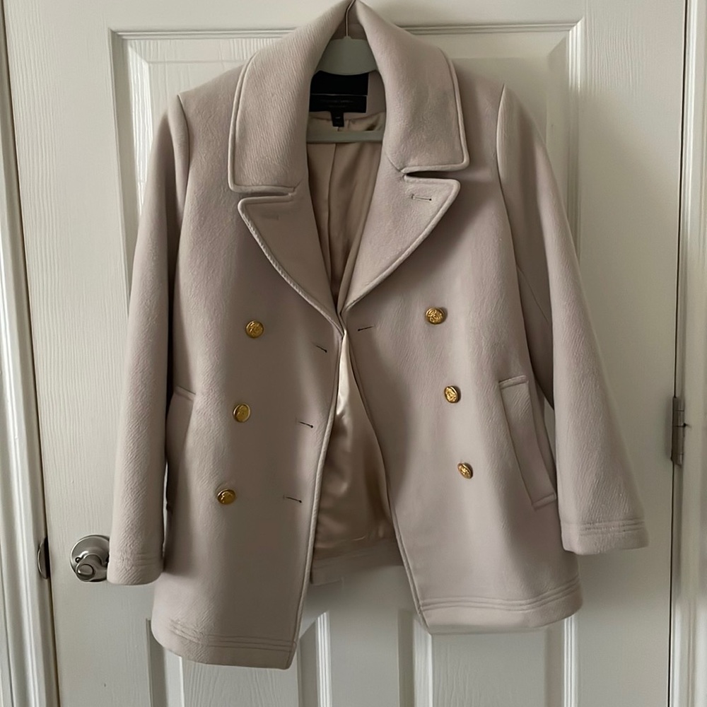 J Crew Majesty Petite Peacoat in Tan/Cream/Natural